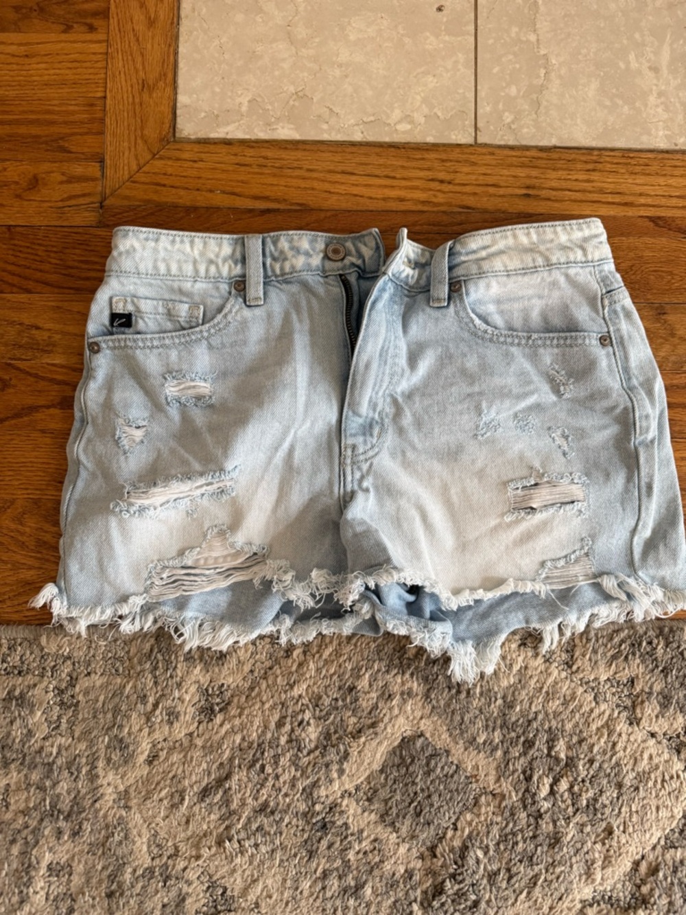 Kancan Light Wash Distressed Denim Cutoff Shorts Sz: Large